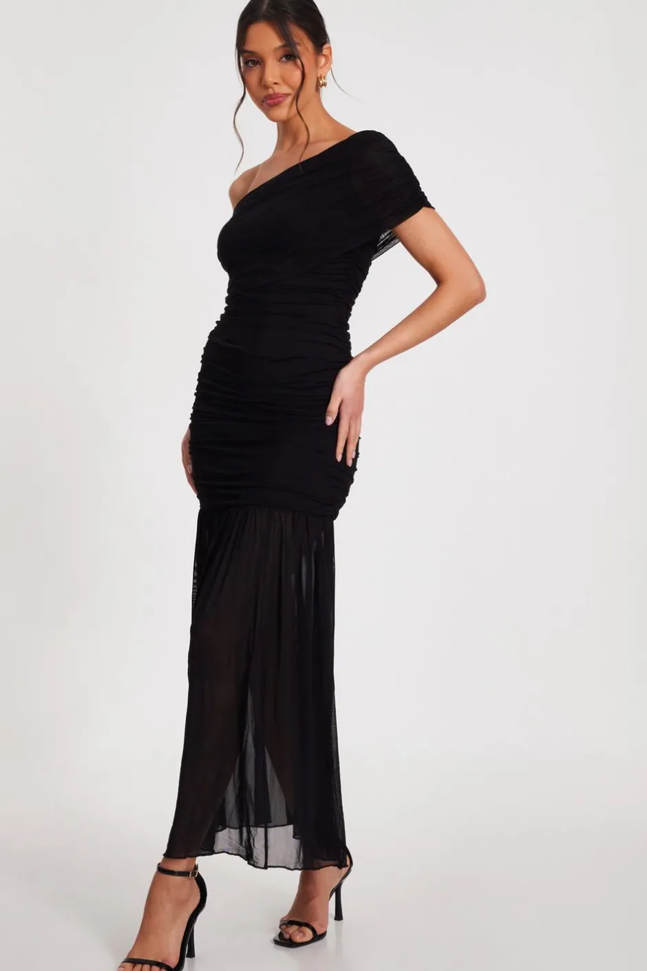 Quiz Black Mesh Drop Waist Midaxi Dress Best
