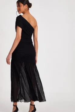 Quiz Black Mesh Drop Waist Midaxi Dress Best