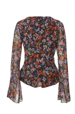 Quiz Black Mesh Floral Blouse Hot