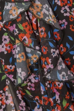 Quiz Black Mesh Floral Blouse Hot