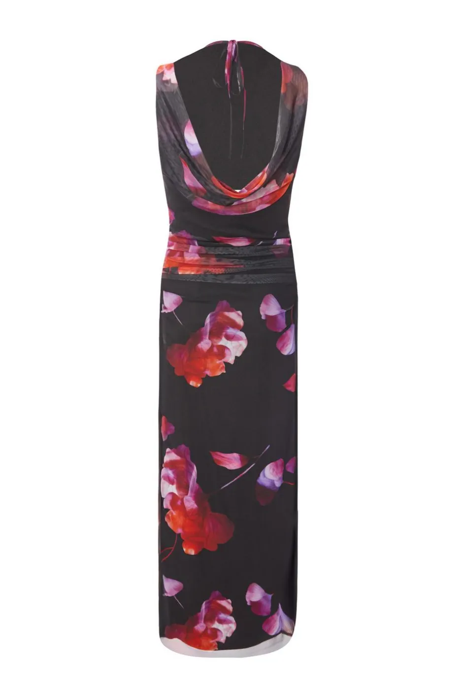 Quiz Black Mesh Floral Midaxi Dress Outlet
