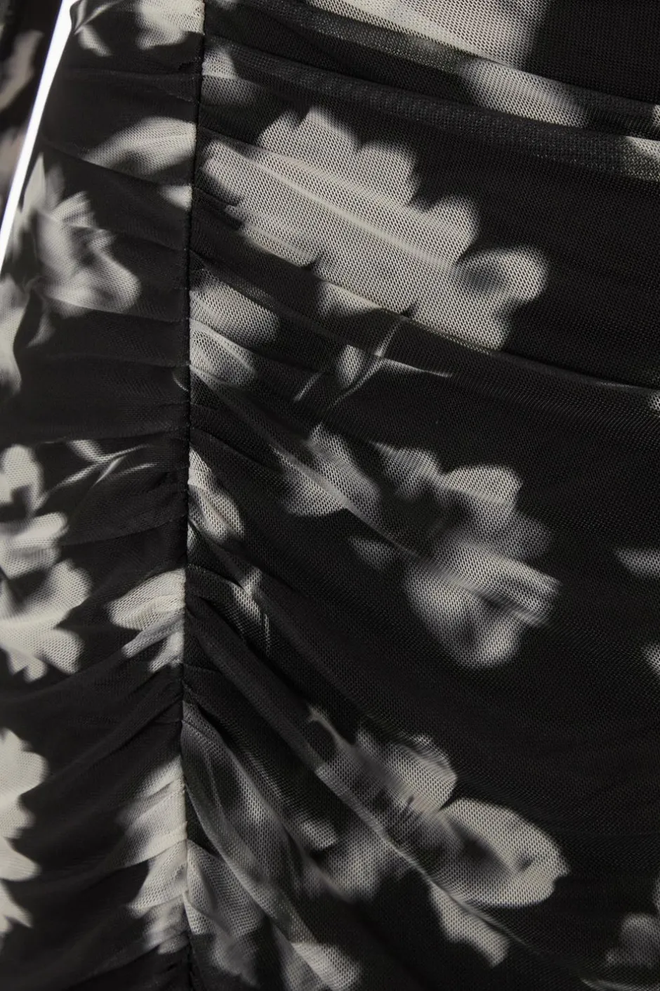 Quiz Black Mesh Floral Ruched Midaxi Hot