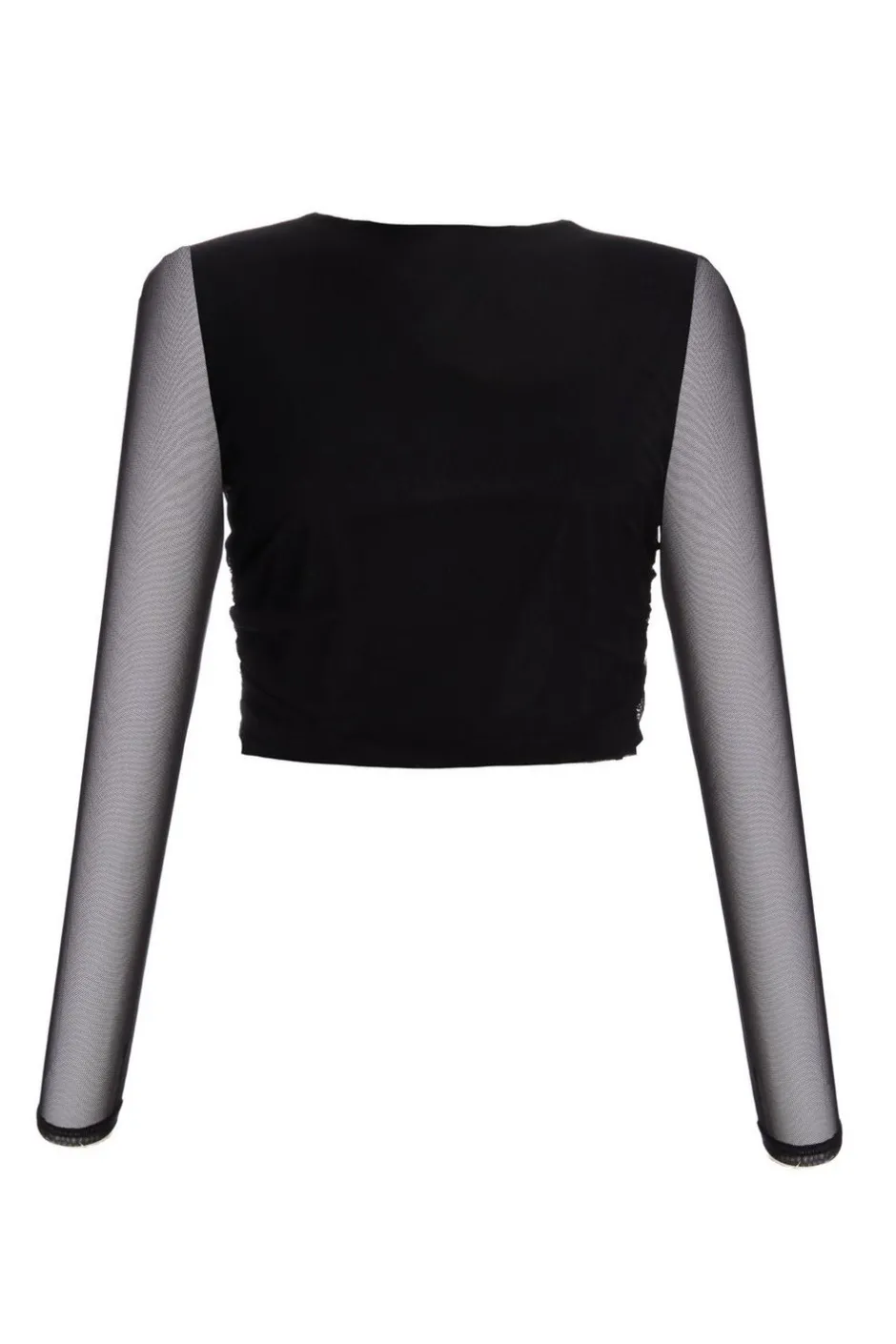 Quiz Mesh Long Sleeve Top Black Hot