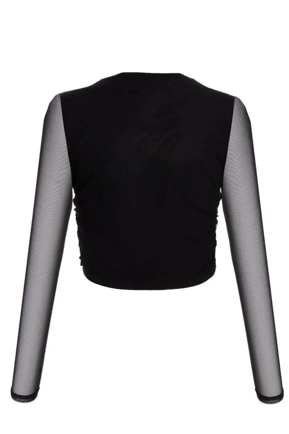 Quiz Mesh Long Sleeve Top Black Hot