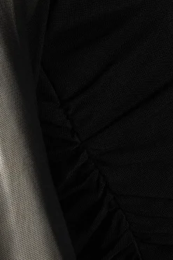 Quiz Mesh Long Sleeve Top Black Hot