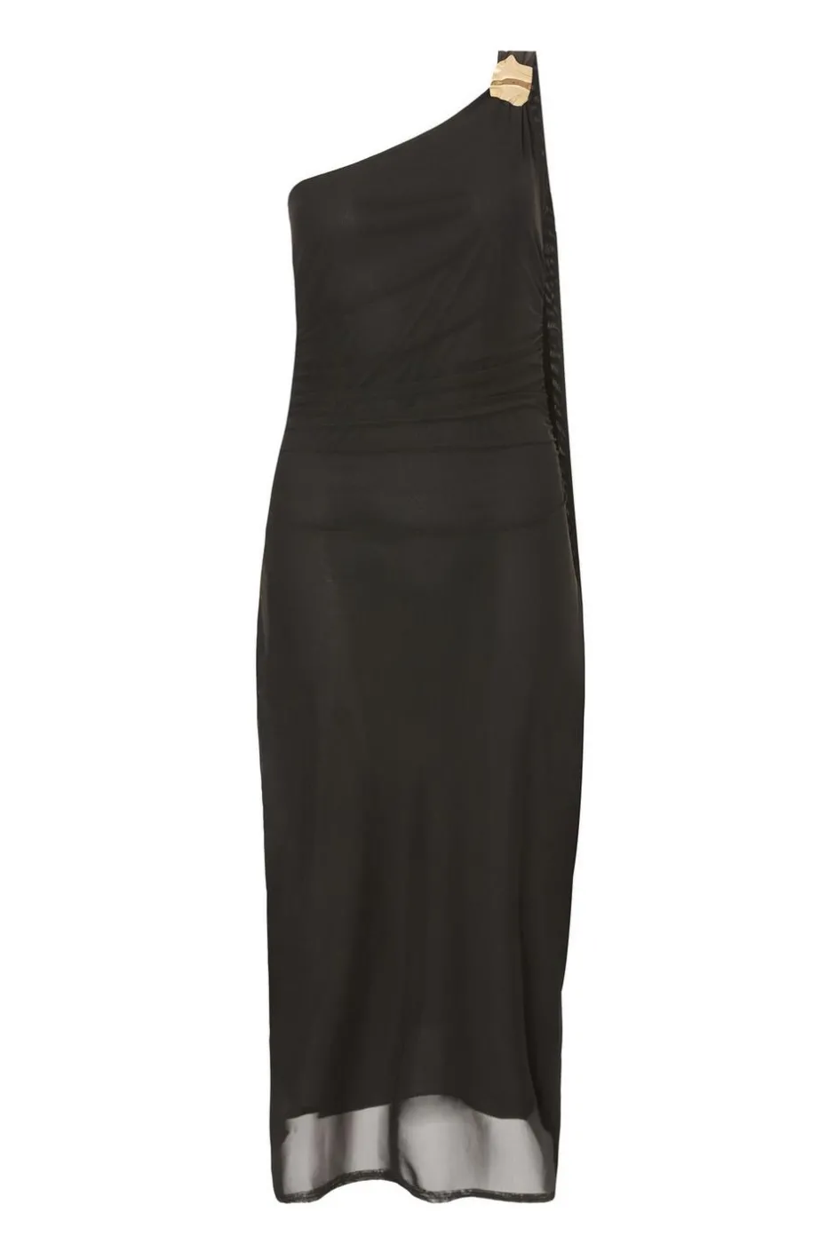 Quiz Mesh One Shoulder Midi Dress Black Discount