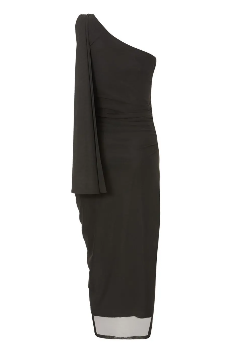 Quiz Mesh One Shoulder Midi Dress Black Discount