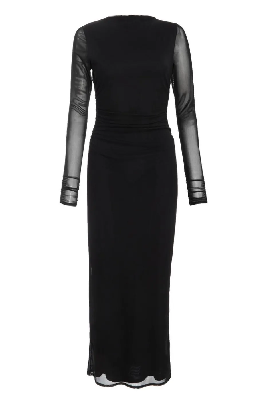 Quiz Black Mesh Ruched Midaxi Dress Sale
