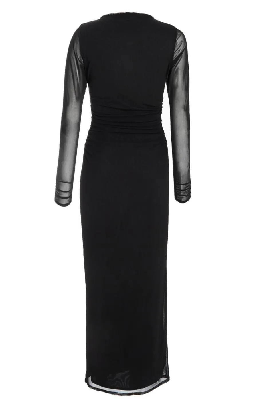 Quiz Black Mesh Ruched Midaxi Dress Sale