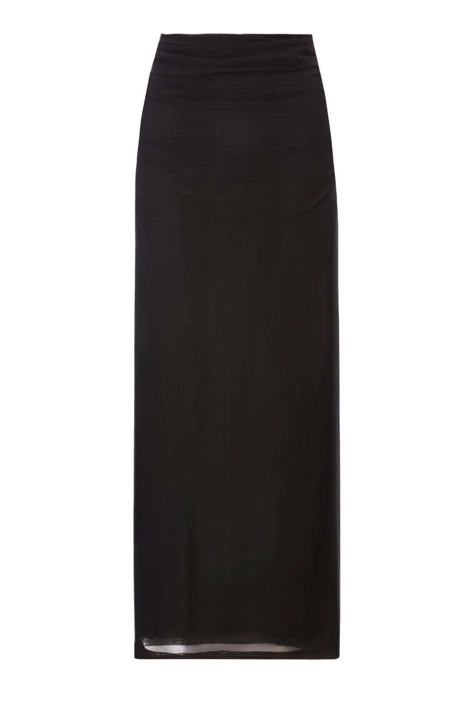 Quiz Mesh Ruched Midaxi Skirt Black