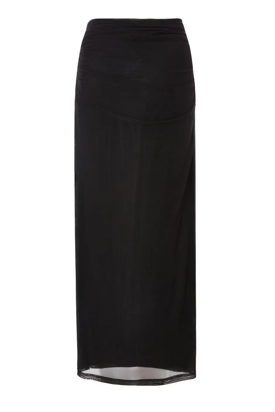 Quiz Mesh Ruched Midaxi Skirt Black