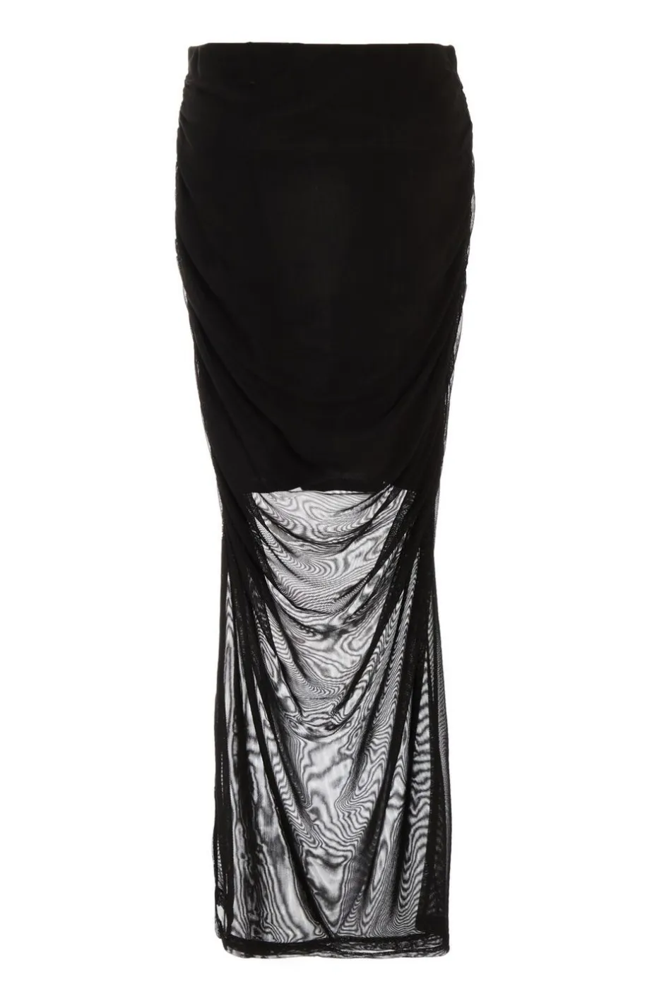 Quiz Black Mesh Ruched Midaxi Skirt Online