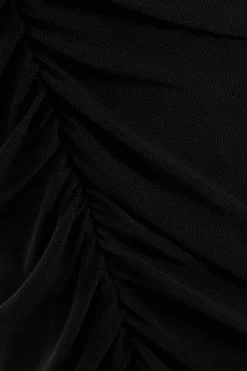 Quiz Black Mesh Ruched Midaxi Skirt Online