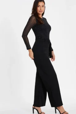 Quiz Mesh Stud Detail Top Black Hot
