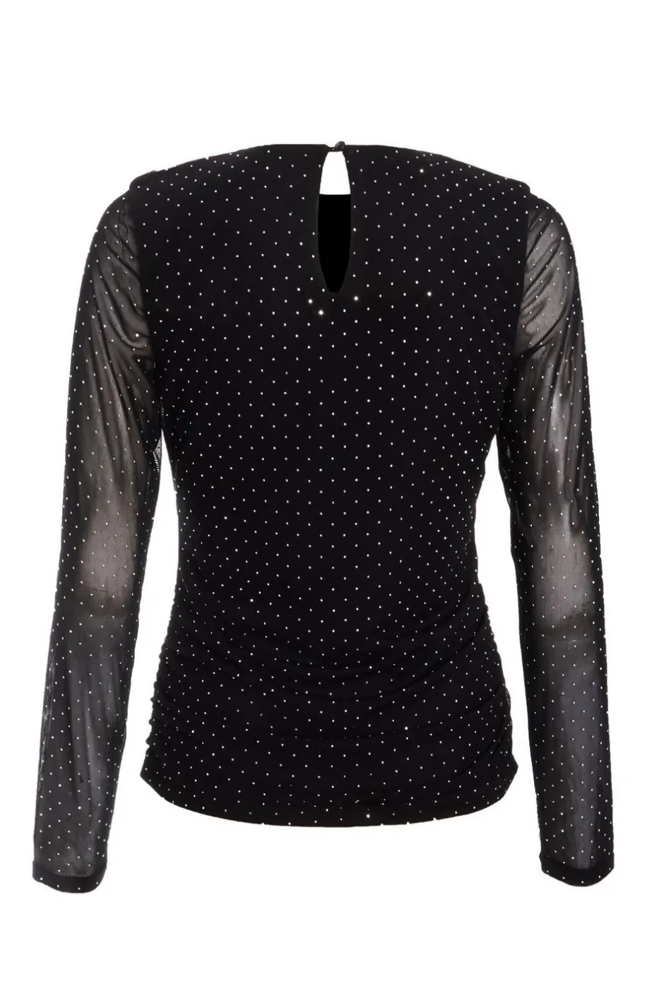 Quiz Mesh Stud Detail Top Black Hot
