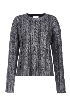 Quiz Black Metallic Cable Knit Jumper Best