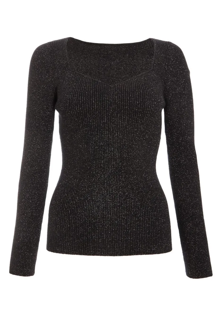 Quiz Metallic Glitter Jumper Black Discount