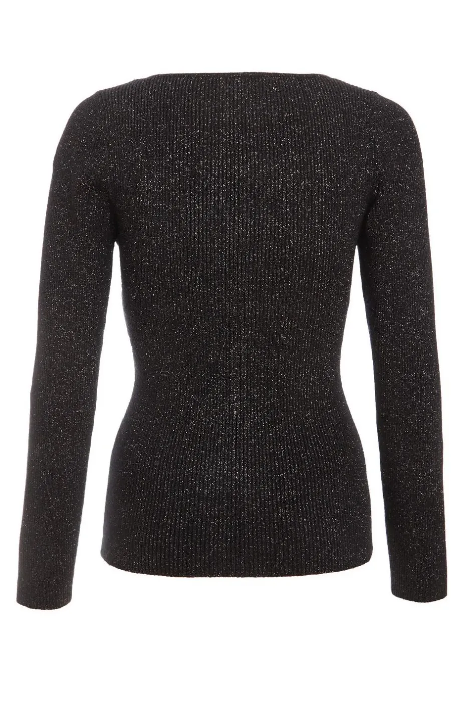 Quiz Metallic Glitter Jumper Black Discount