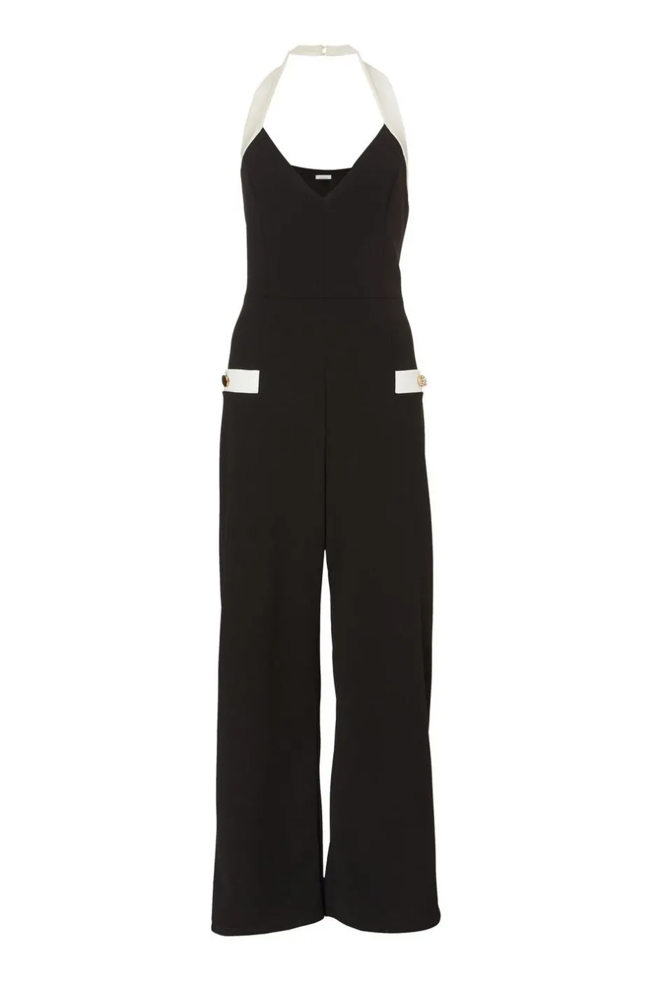 Quiz Black Monochrome Halter Neck Jumpsuit Hot