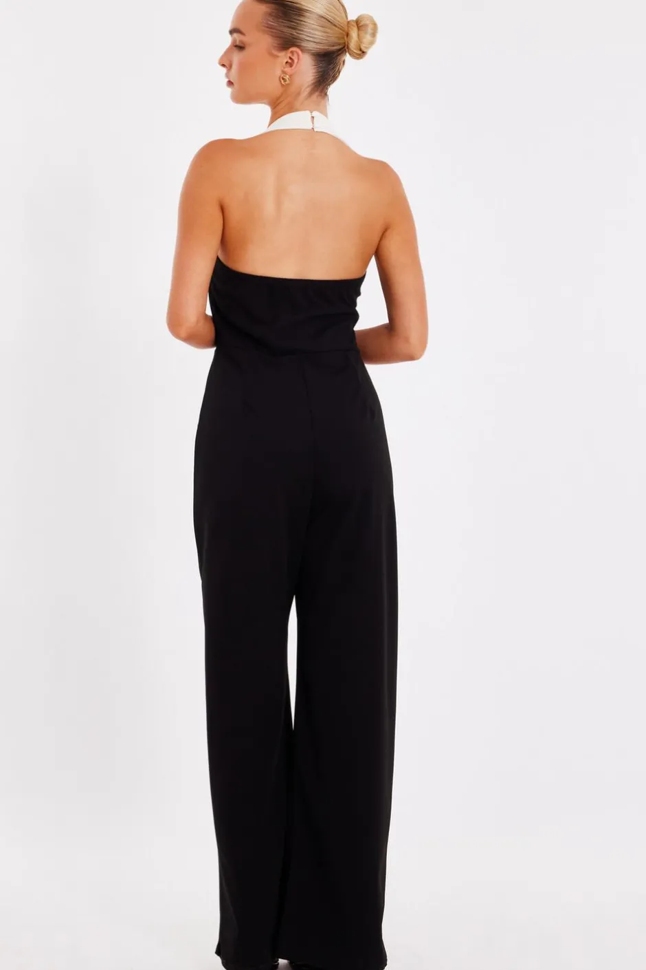 Quiz Black Monochrome Halter Neck Jumpsuit Hot