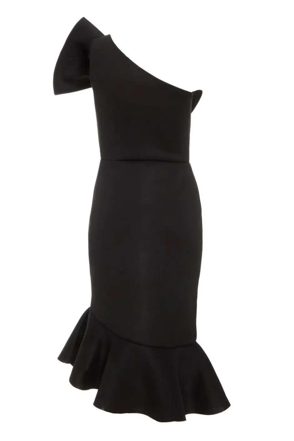 Quiz Black One Shoulder Bow Midi Dress New