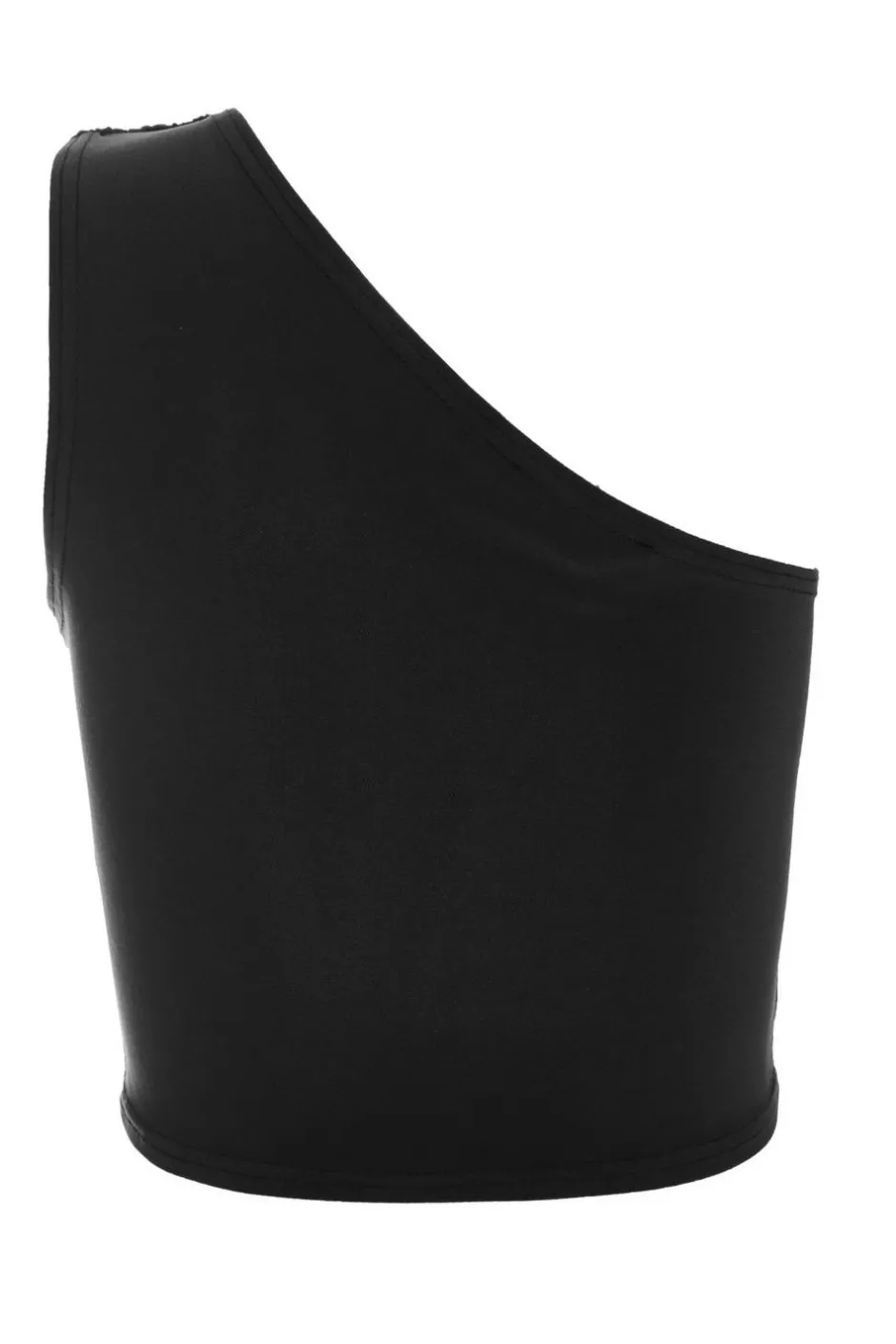 Quiz One Shoulder Crop Top Black Clearance