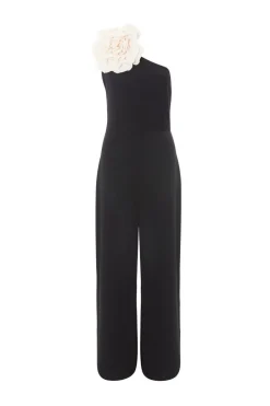 Quiz One Shoulder Floral Jumpsuit Black Discount