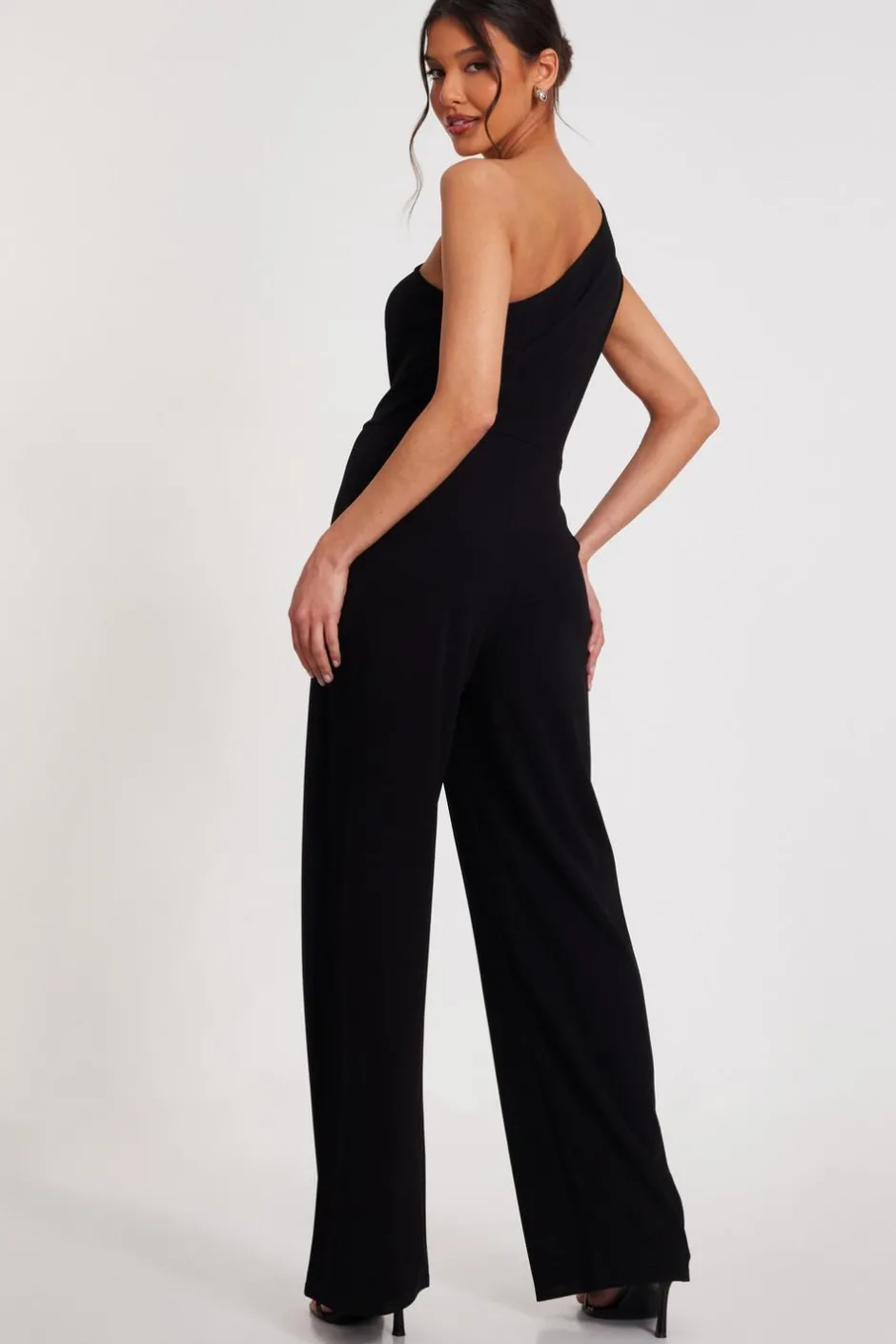 Quiz One Shoulder Floral Jumpsuit Black Discount