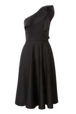 Quiz Black One Shoulder Frill Skater Dress