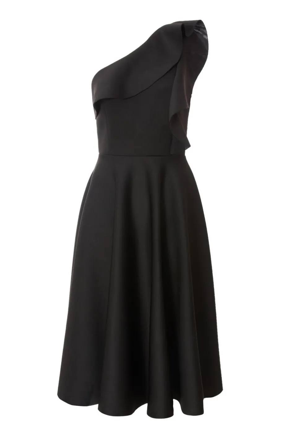 Quiz Black One Shoulder Frill Skater Dress