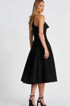 Quiz Black One Shoulder Frill Skater Dress