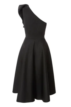 Quiz Black One Shoulder Frill Skater Dress