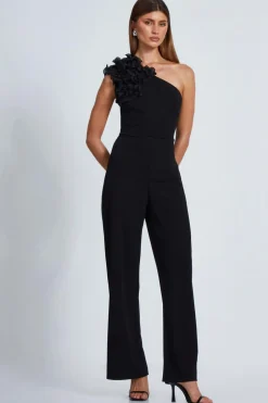 Quiz Black One Shoulder Palazzo Jumpsuit Sale