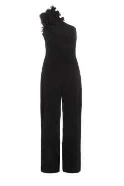 Quiz Black One Shoulder Palazzo Jumpsuit Sale