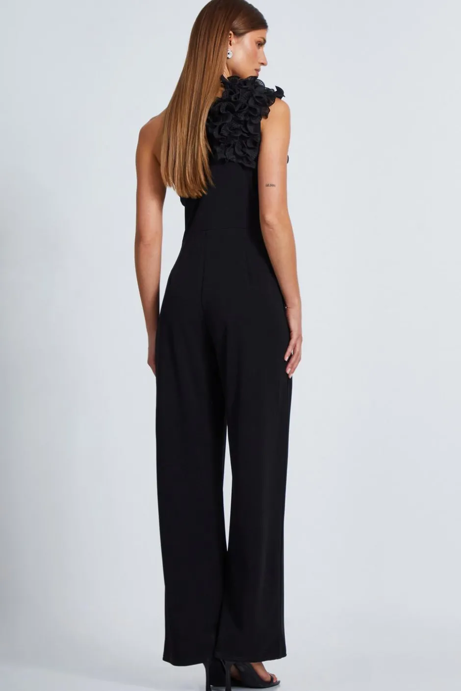 Quiz Black One Shoulder Palazzo Jumpsuit Sale
