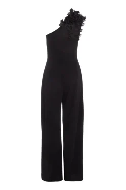 Quiz Black One Shoulder Palazzo Jumpsuit Sale