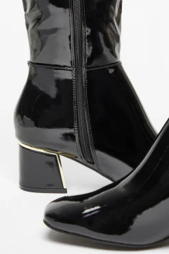 Quiz Black Patent Knee High Boots Clearance