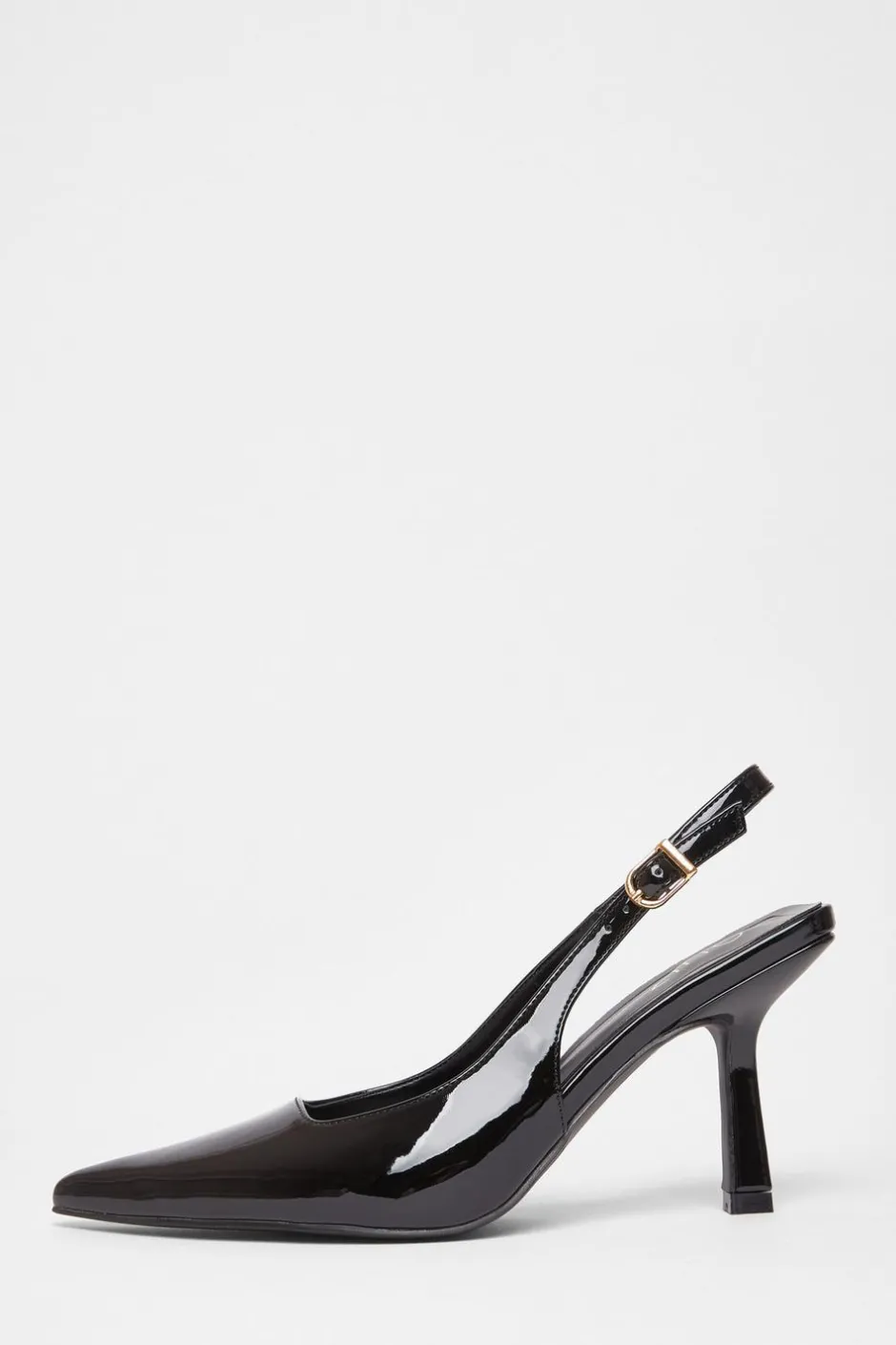 Quiz Patent Sling Back Court Heels Black Discount