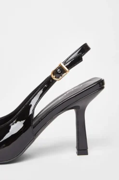 Quiz Patent Sling Back Court Heels Black Discount