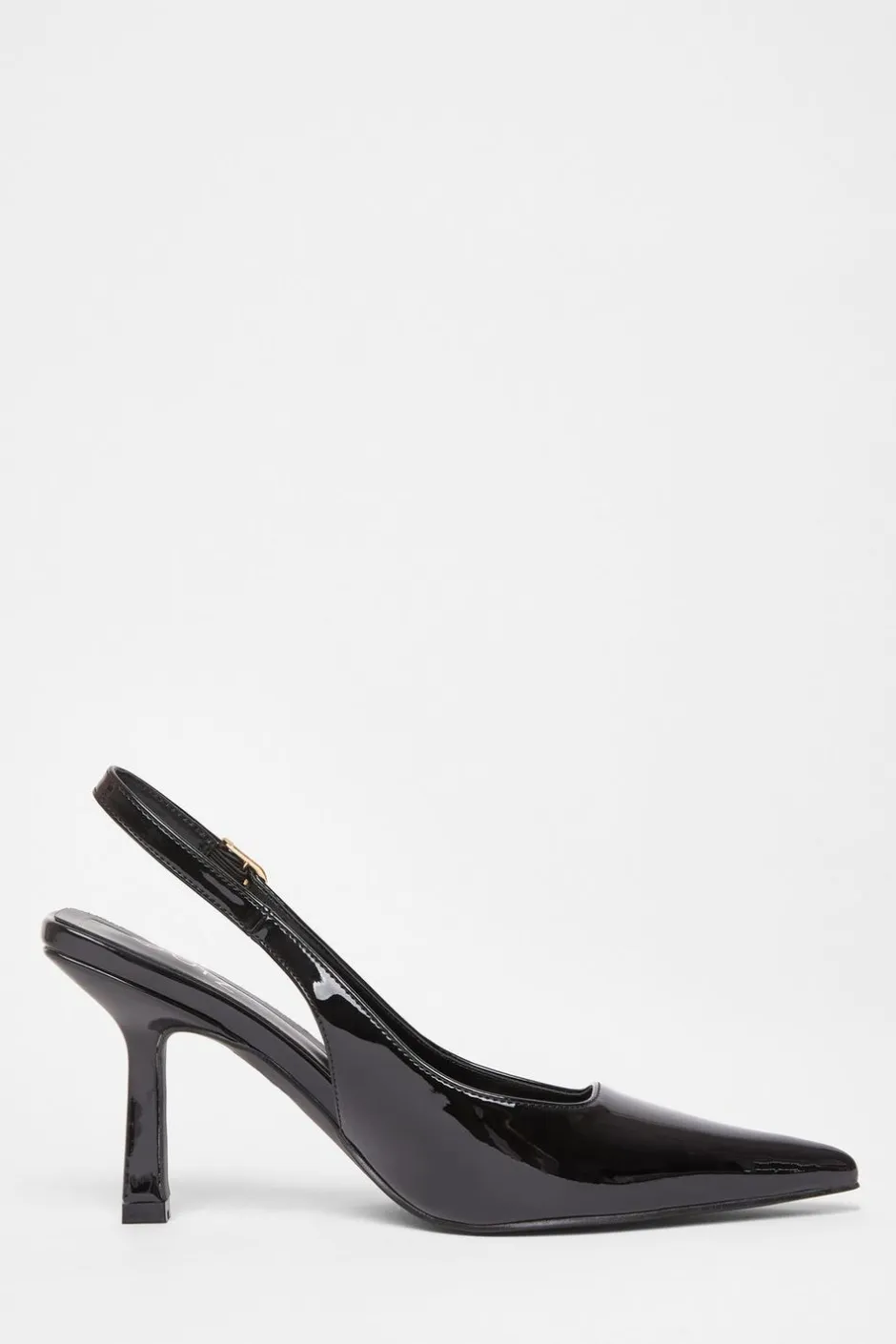 Quiz Patent Sling Back Court Heels Black Discount