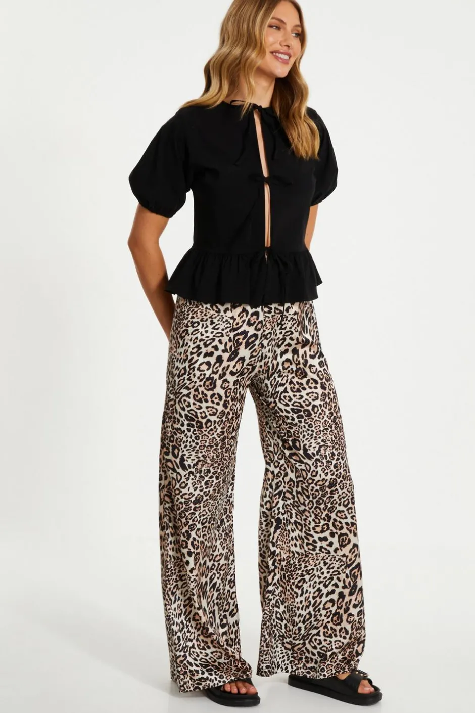 Quiz Black Peplum Tie Top New
