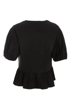 Quiz Black Peplum Tie Top New