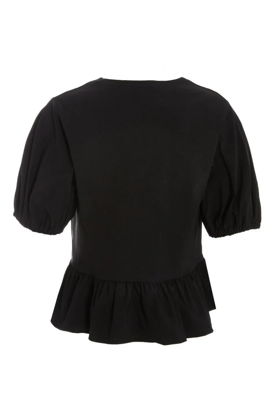 Quiz Black Peplum Tie Top New