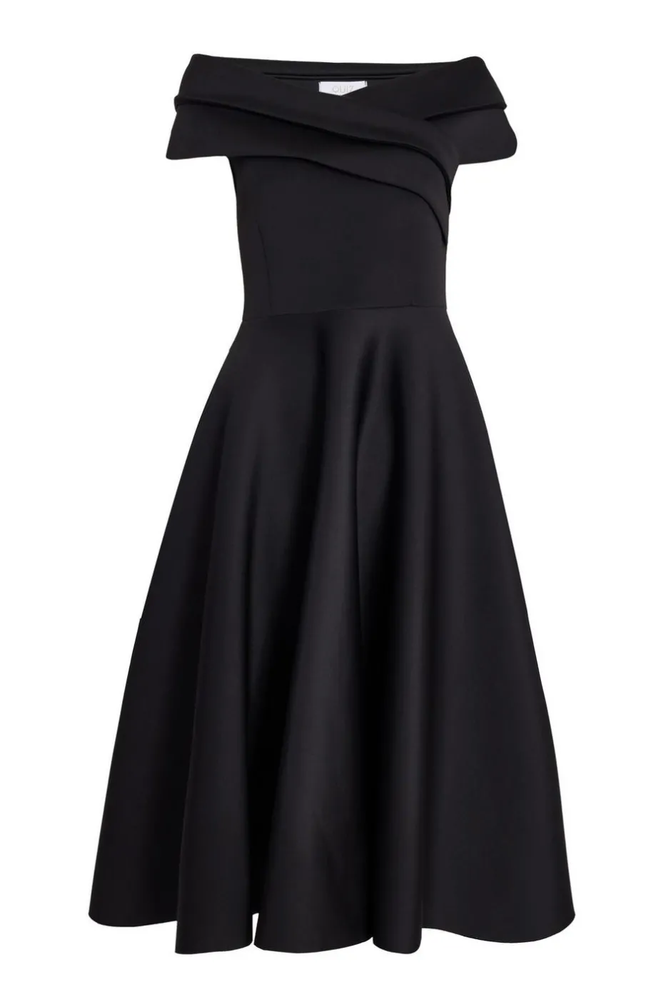 Quiz Pleated Bardot Midaxi Dress Black Hot