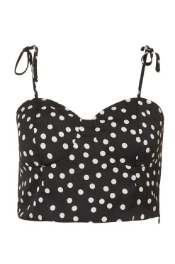 Quiz Black Polka Dot Crop Top New