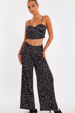 Quiz Black Polka Dot Trousers