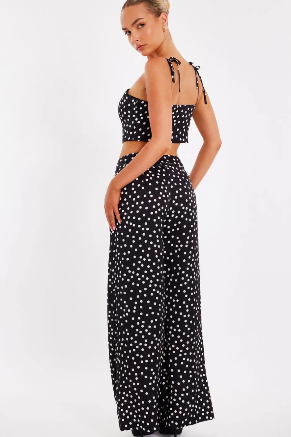 Quiz Black Polka Dot Trousers