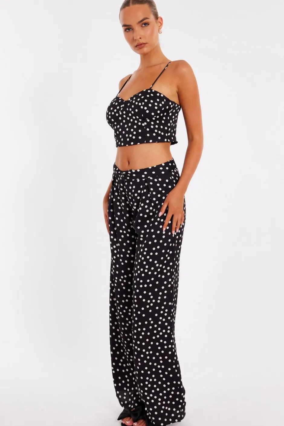 Quiz Black Polka Dot Trousers