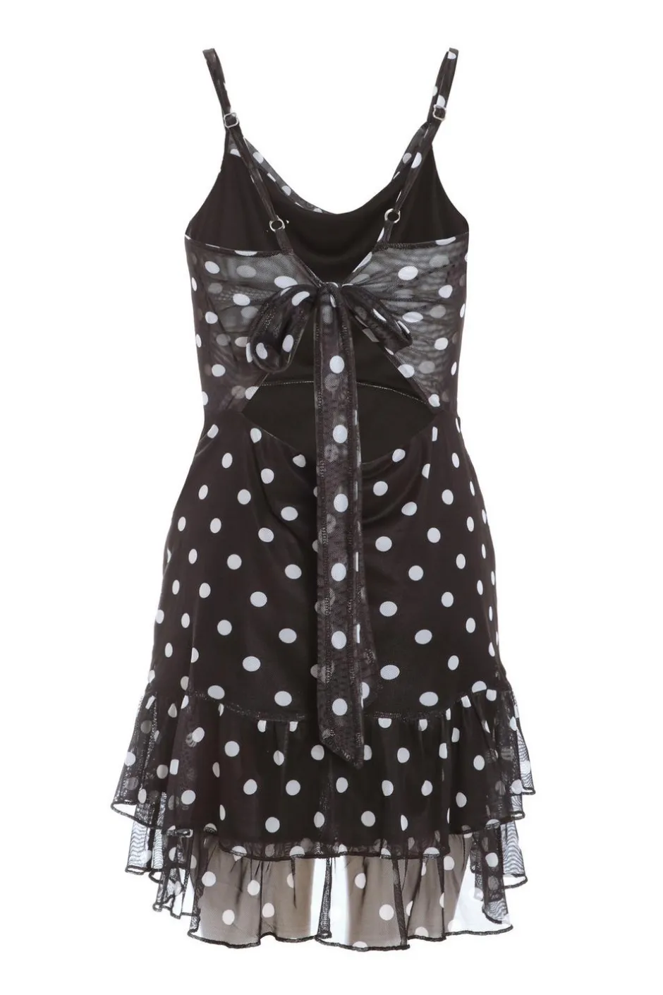 Quiz Black Polka Print Dot Frill Mini Dress Hot