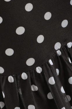 Quiz Black Polka Print Dot Frill Mini Dress Hot